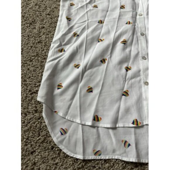 Jane and Delancey Hearts LBGT Pride button up collar T-shit Womens Size Medium - Picture 3 of 15